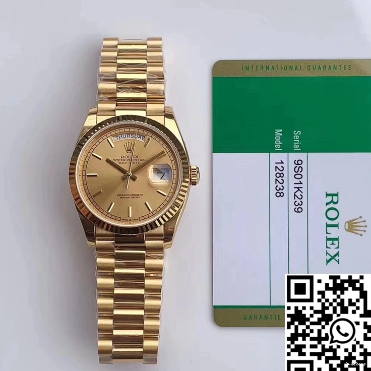 Factory Champagne M128238-0045 Day-Date EW Rolex Gold Dial Yellow 0323